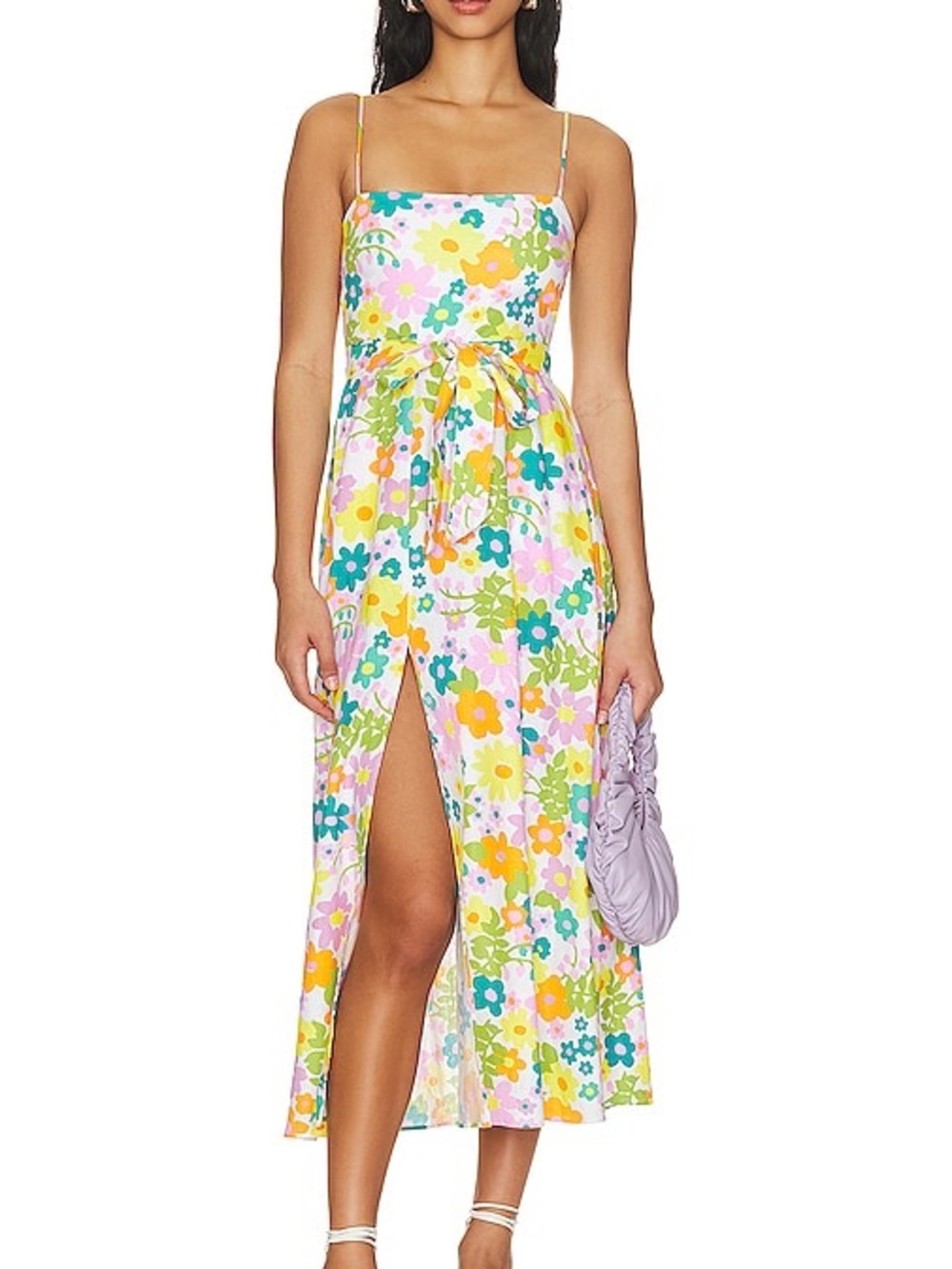 Show Me Your MuMu Pastel Floral Square-Neck Midi Dress